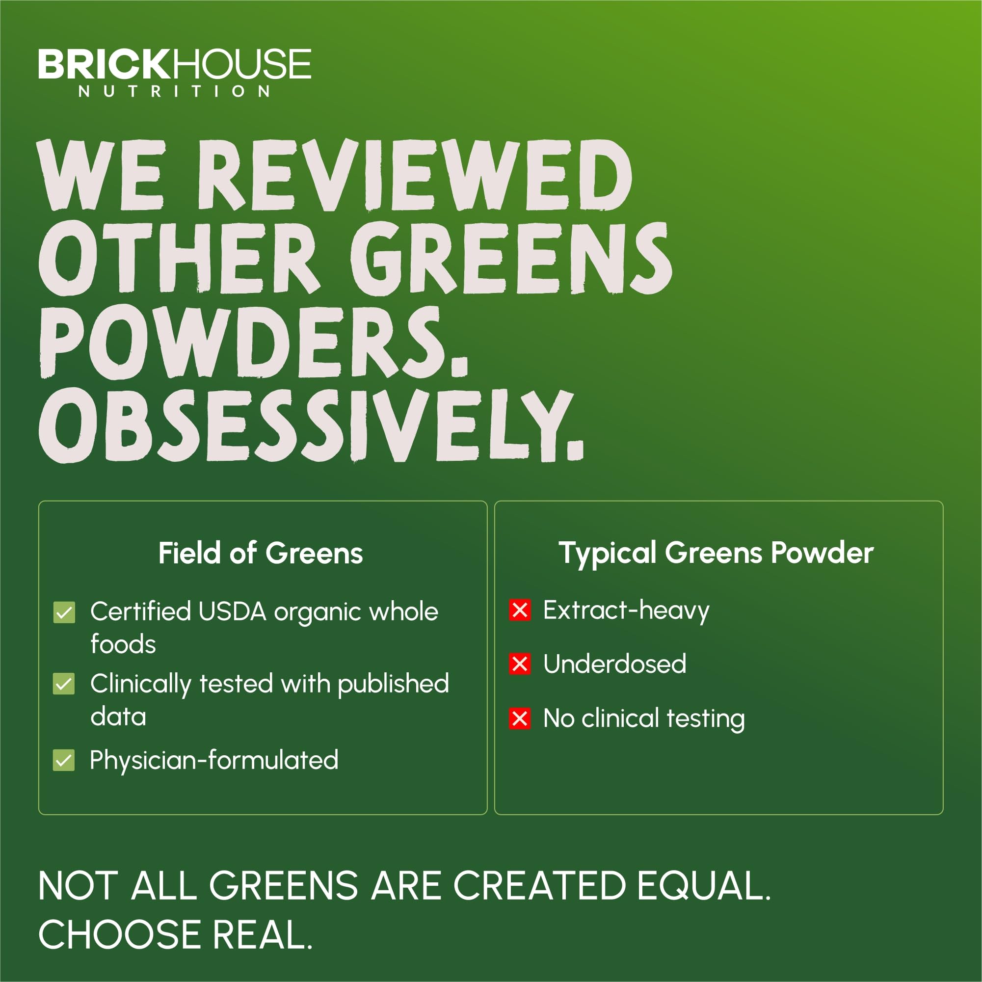 BRICKHOUSE NUTRITION Field of Greens Super Greens Powder | Doctor-Formulated Superfood Powder, Fruits & Veggies Supplement - Original (Single Pack) — Amazon image 6