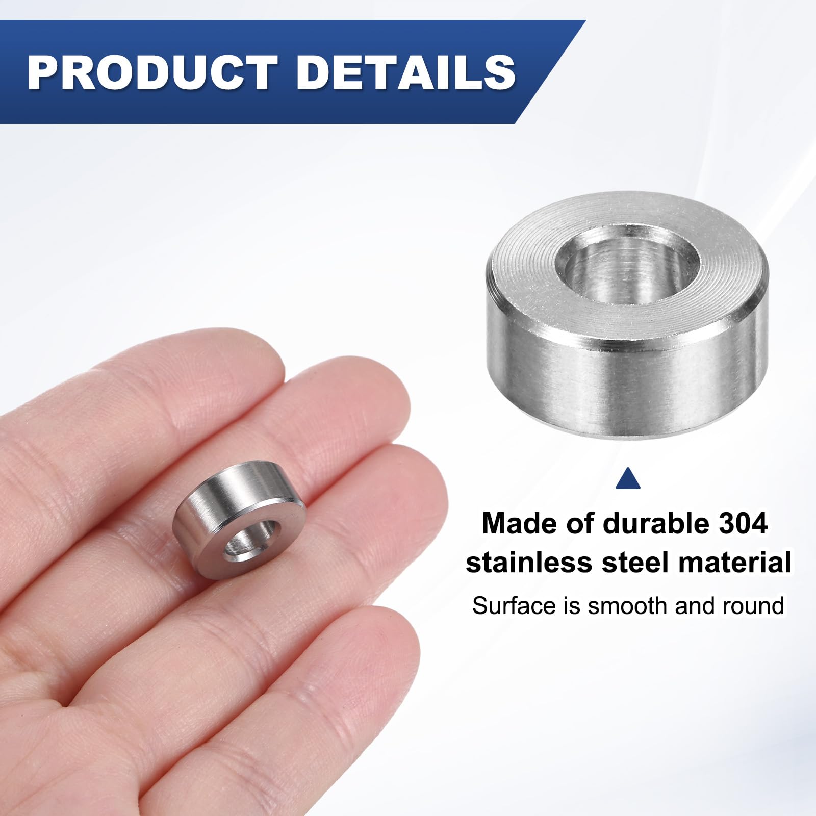 M METERXITY 8PCS M6 304 Stainless Steel Spacers 6mm ID x 14mm OD x 6mm l Metal Screw Standoff Bushing Plain Finish Round Spacer 304 Stainless Steel for Screws Bolts Silver - Image 2