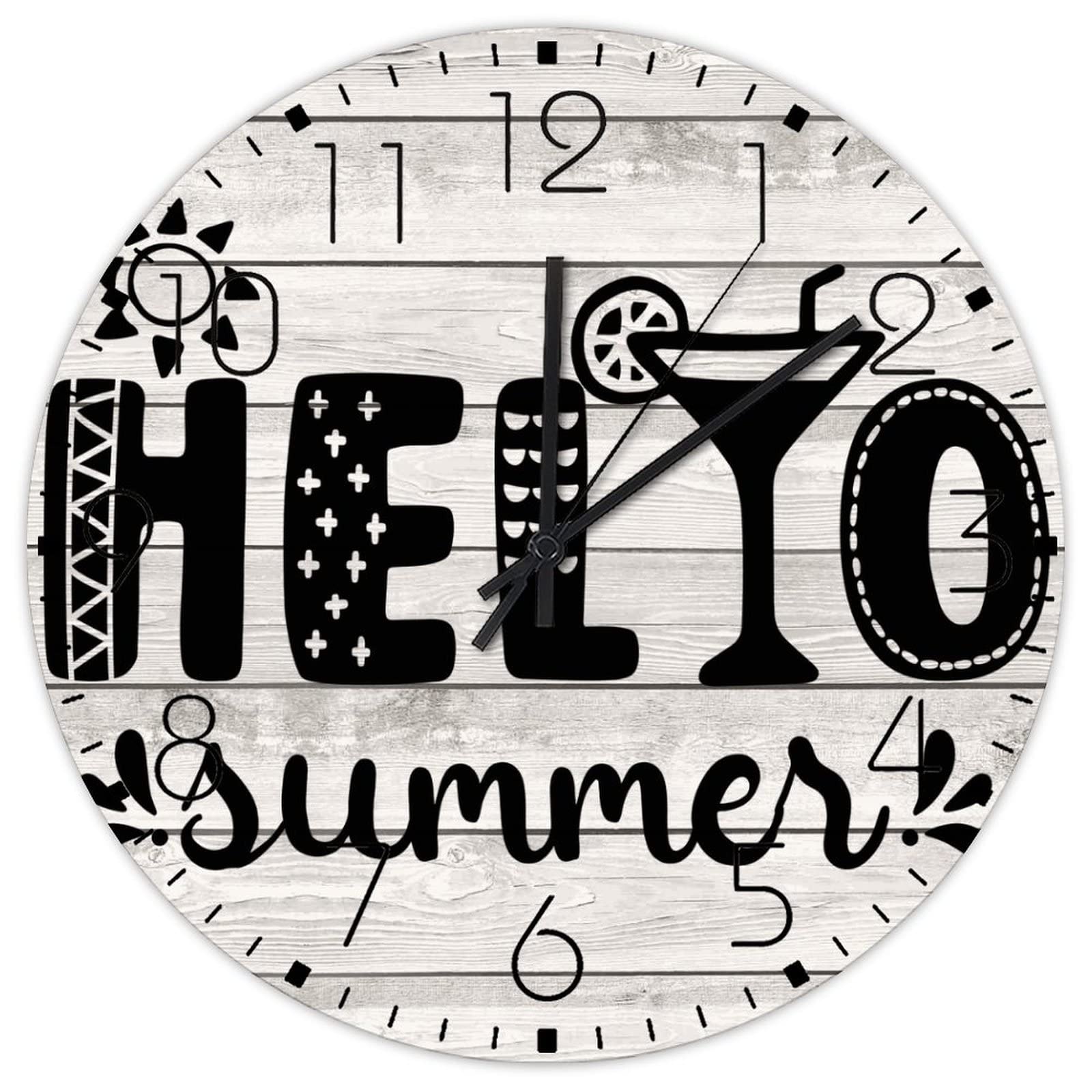 Horloge murale silencieuse sans tic-tac Hello Summer 30,5 cm à piles pour salle de classe