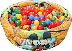 Piscina Infantil Inflável 100 Litros Com 50 Bolinhas Coloridas Material Resistente Atóxico Segura Crianças Quintal Varanda Casa Quintal Praia Interno Externo (Mickey)