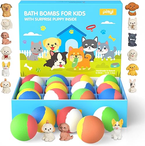 Miniatura 7 de Bombas de baño para niños con sorpresa en el interior para niñas y niños pequeños, paquete de 12 bombas de baño orgánicas para niños con juguetes