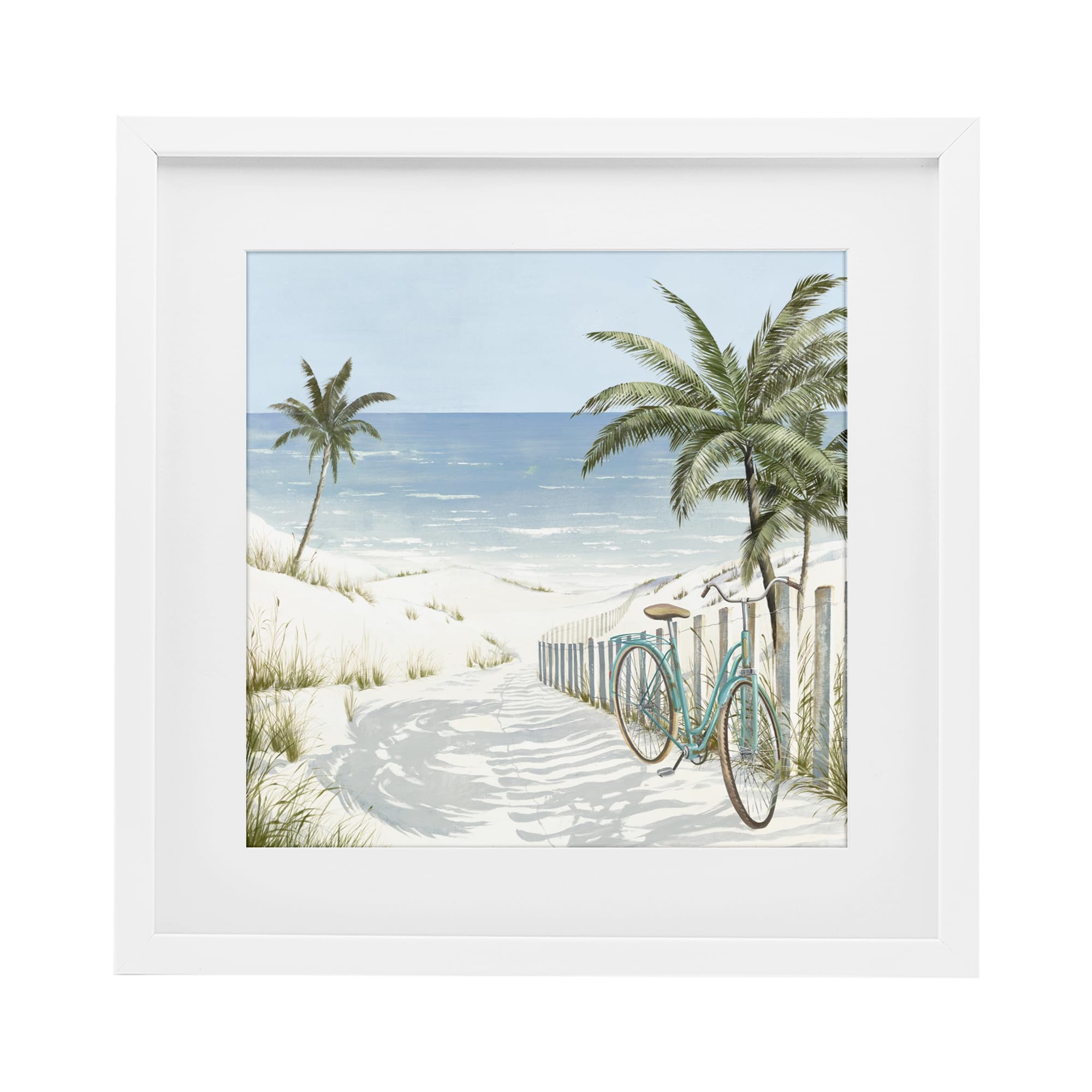 'Beach Bike Coastal Scene'| Framed Print Under Glass