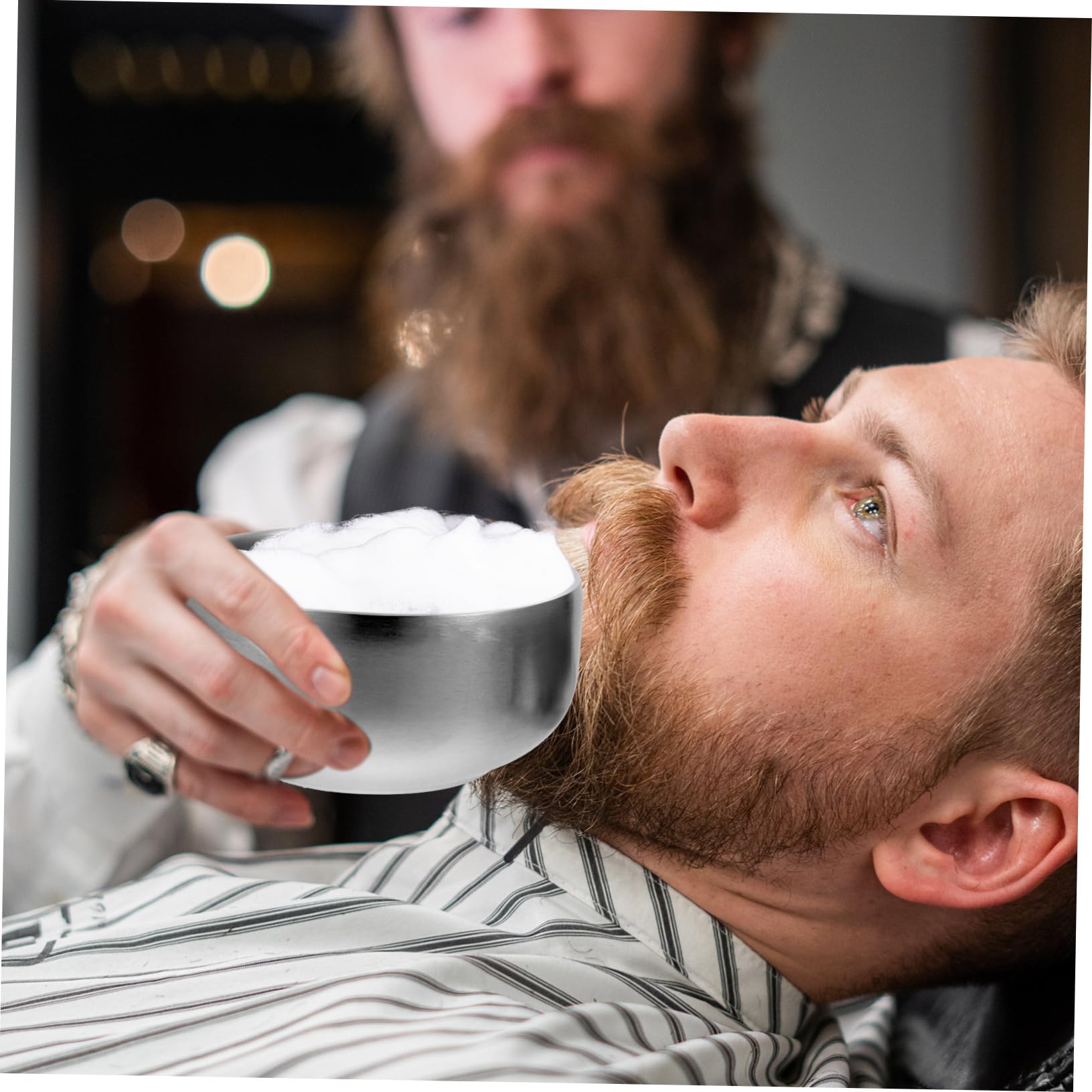 NOLITOY 4piezas Tazón De Afeitar Inoxidable Con Tapa Para Jabón De Afeitar Práctico y Duradero Para Hombres Casa o Barbería Plateado