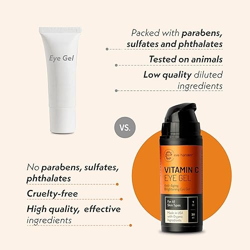 Miniatura 5 de Eve Hansen Gel de ojos con vitamina C para ojeras e hinchazón, crema reparadora antienvejecimiento con ácido hialurónico, tratamiento rejuvenecedor