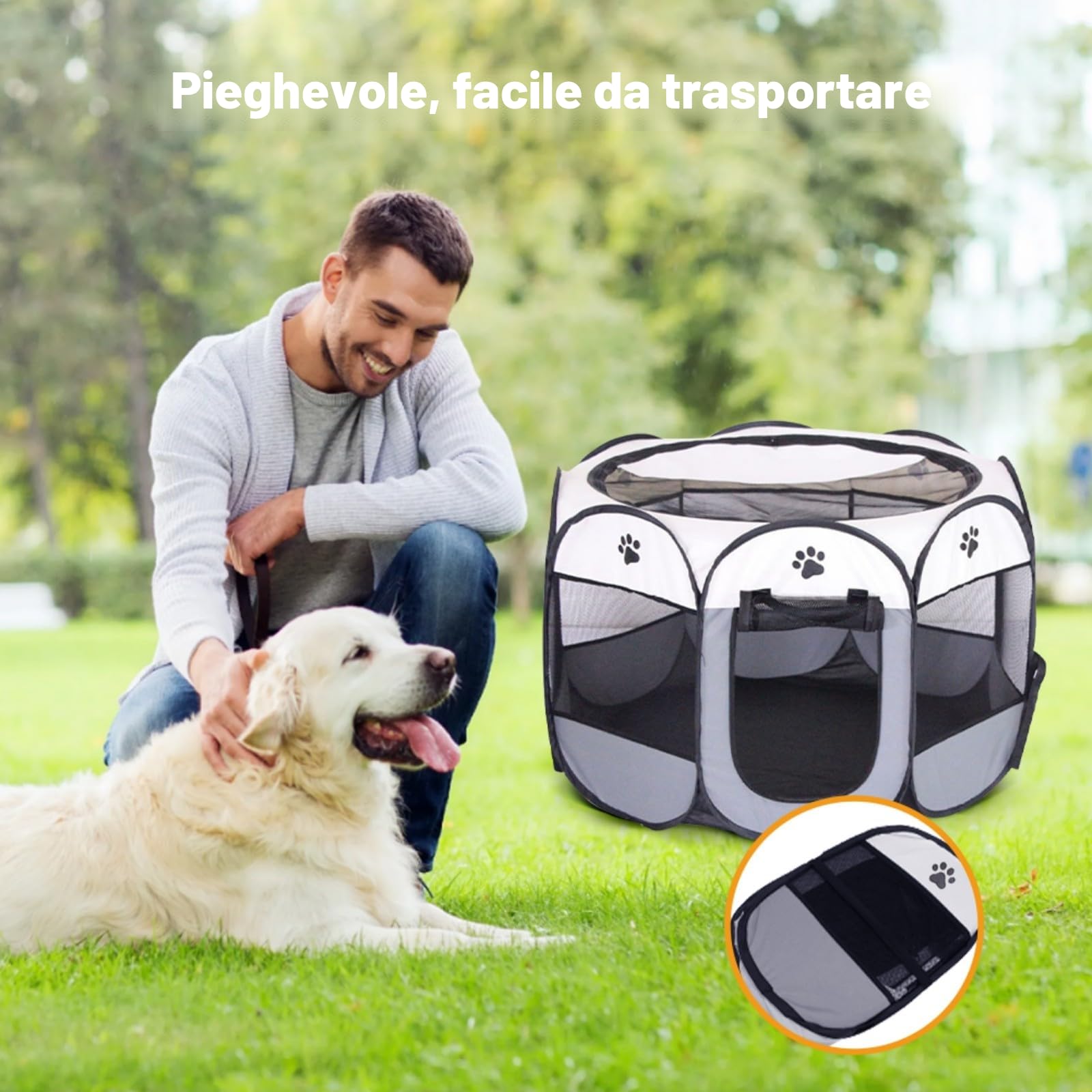 Box per Cani 74x74x43cm, Recinto per Gatti Pieghevole, Recinti Gioco per Cane, Recinto per Gatto, Gabbia per Cucciolo, Gattini, Conigli e Piccoli Animali, Interni ed Esterni (Grigio)