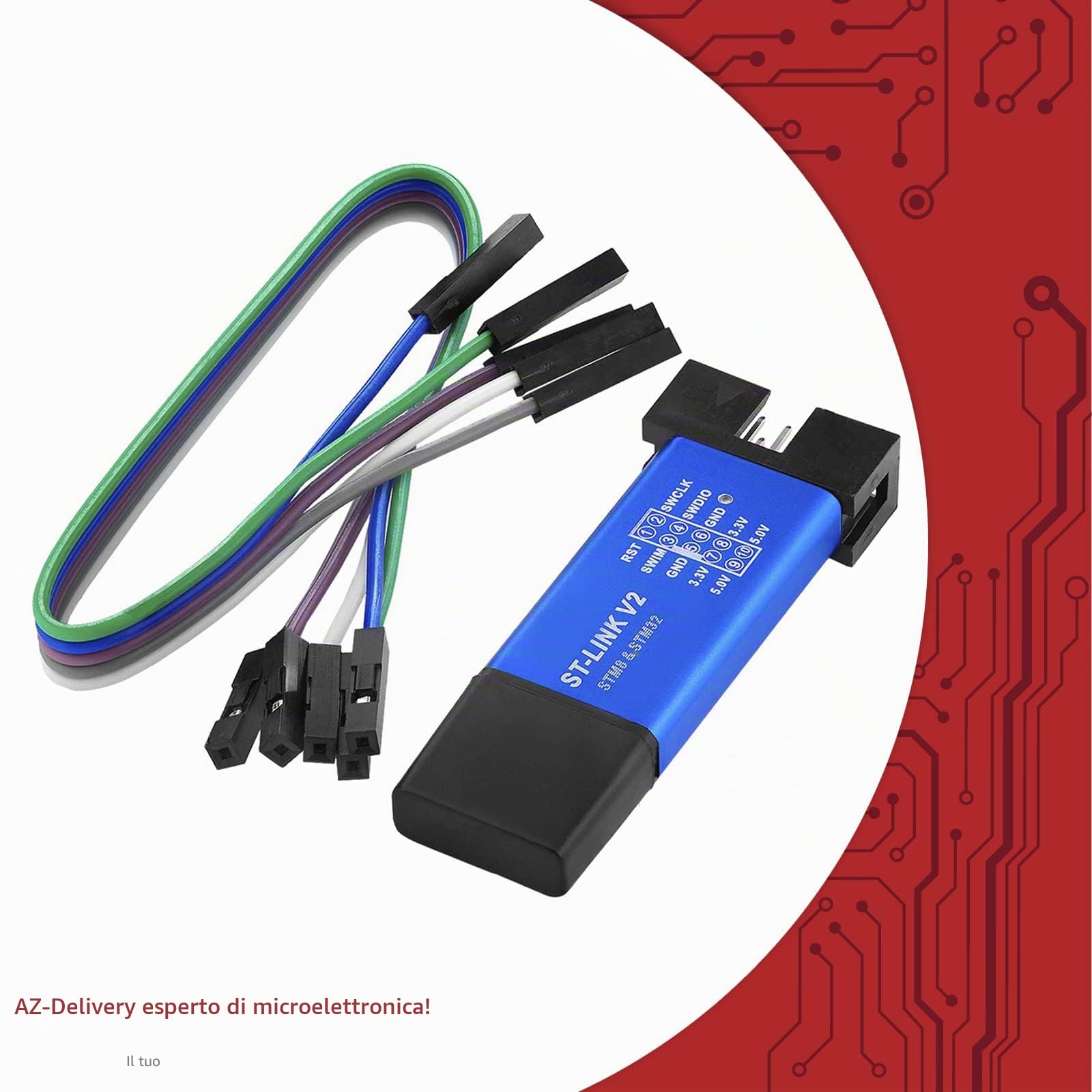 AZDelivery 5 x ST-Link V2 Mini USB emulatore di programmazione per STM8 e STM32 con involucro in alluminio compatibile con Arduino incluso un E-Book!