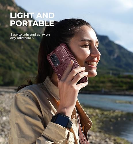 Vista 96 de Dexnor Funda para Samsung Galaxy S24 Plus con cubierta deslizante integrada para cámara, protector de pantalla y soporte, a prueba de golpes, funda