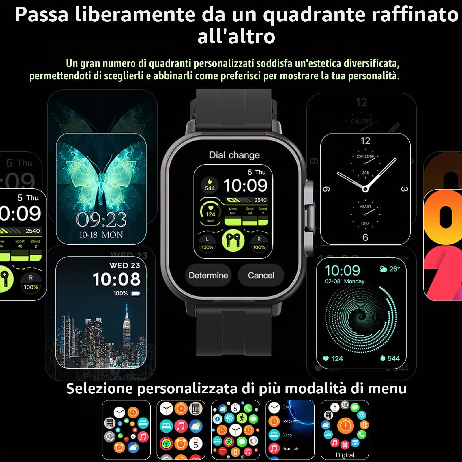 Smart Watch con Auricolari, Auricolare Wireless Smartwatch con Cinturino in Silicone 2 in 1 con Schermo da 2,01 Pollici, Orologio Fitness Tracker per IOS per