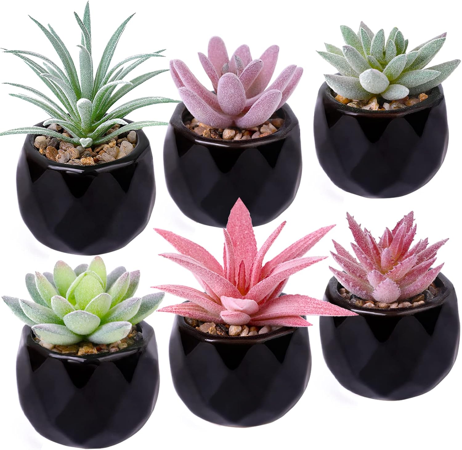 Hawesome Artificial Mini Succulents 6 Packs Faux Succulents
