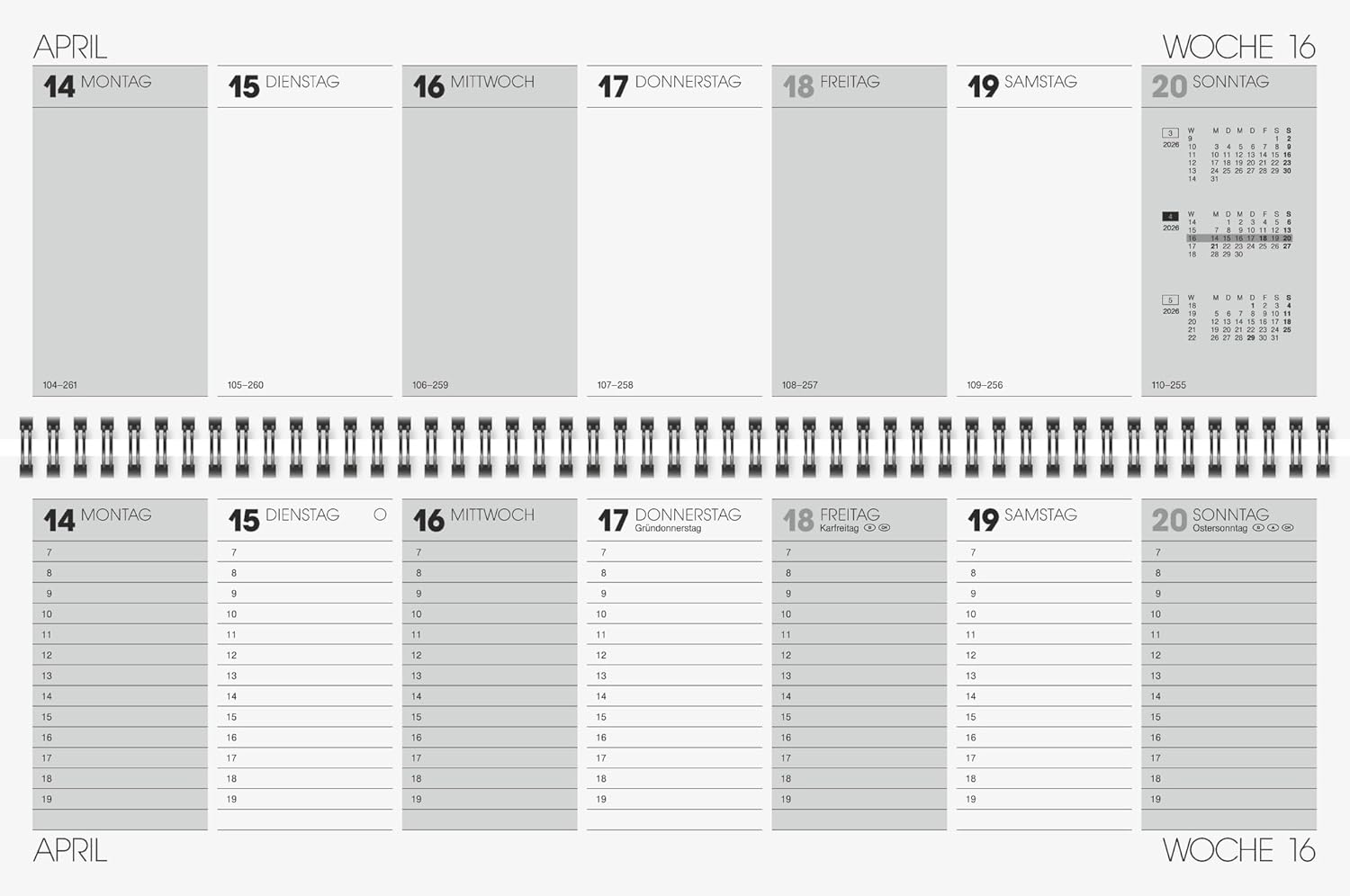 BRUNNEN Landscape Appointment Book Model 775 2026 | 420 x 137 mm, Cardboard, Blue