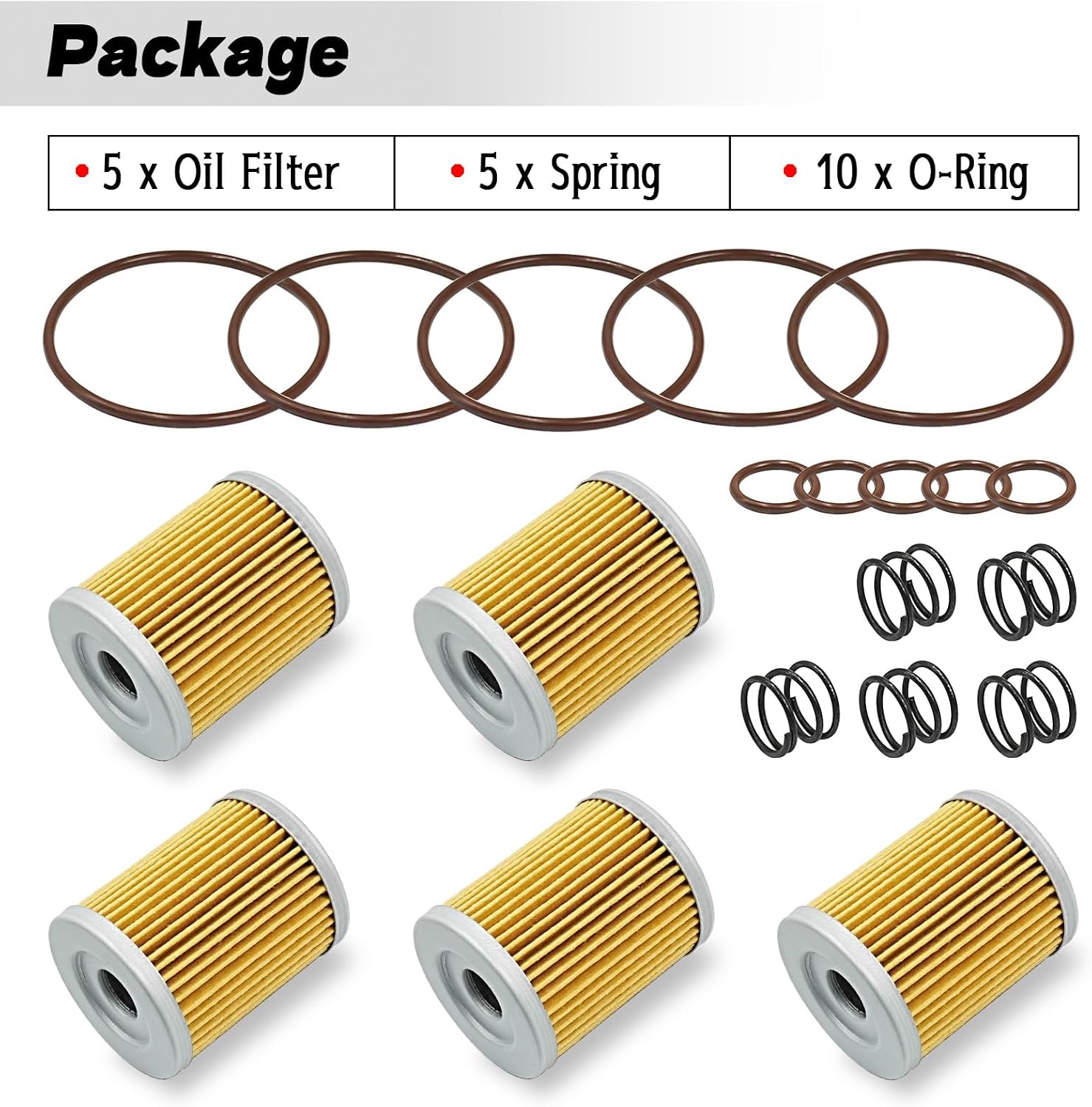 5Pcs Oil Filter Kit Compatible with Suzuki DR125/SE DRZ125L DR-Z125 DR200 DR200S/SE Quad Runner 160 230 250 300 King Quad 250 300 Ozark 250