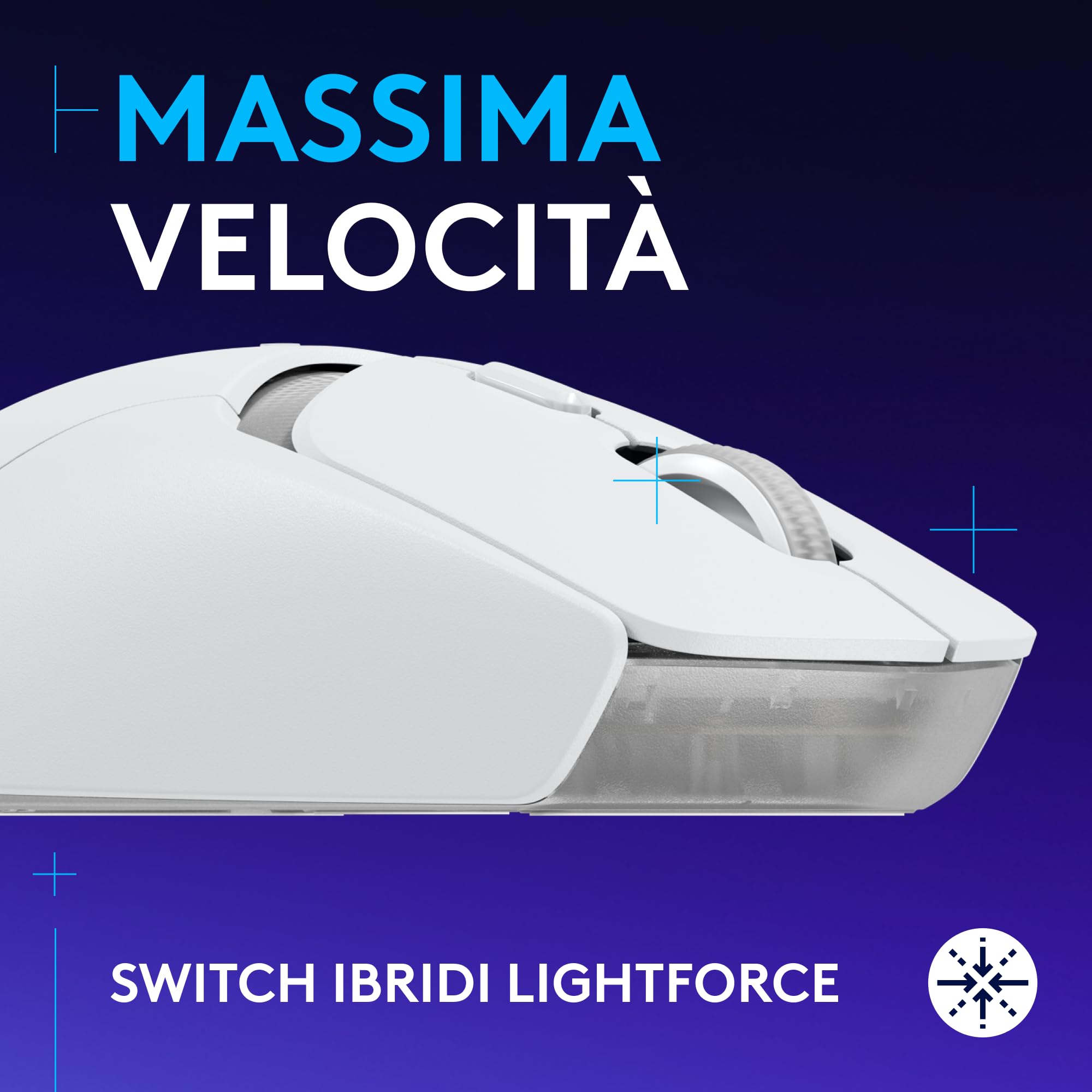 Logitech G G309 LIGHTSPEED Mouse gaming wireless leggero, interruttori ibridi LIGHTFORCE, sensore HERO 25K, oltre 300 ore con batteria AA, 6 pulsanti programmabili, PC e Mac - Bianco
