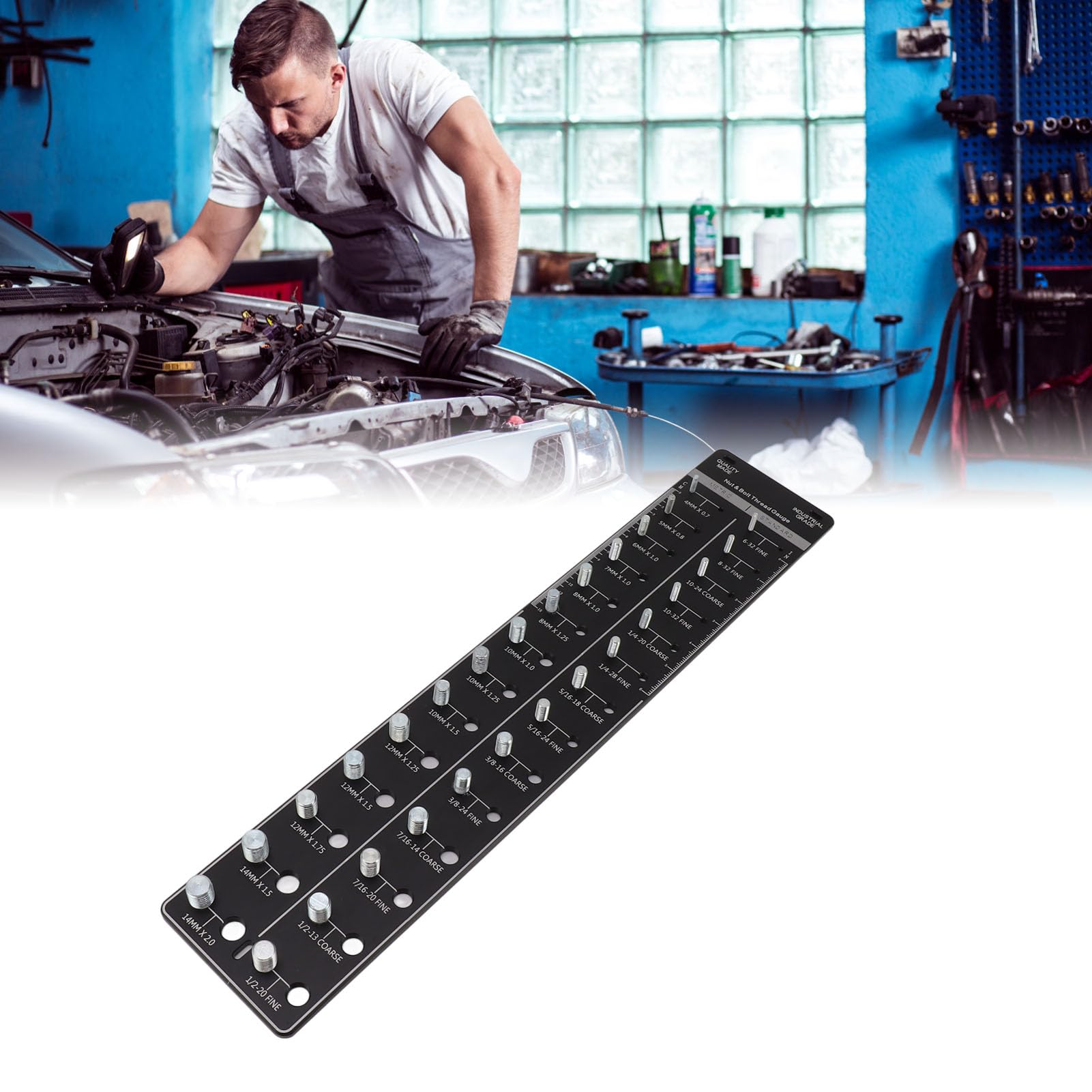 Nut & Bolt Thread Checker Gauge - US & Metric Sizes, 10B21 Carbon Steel, Portable Tool - View #8