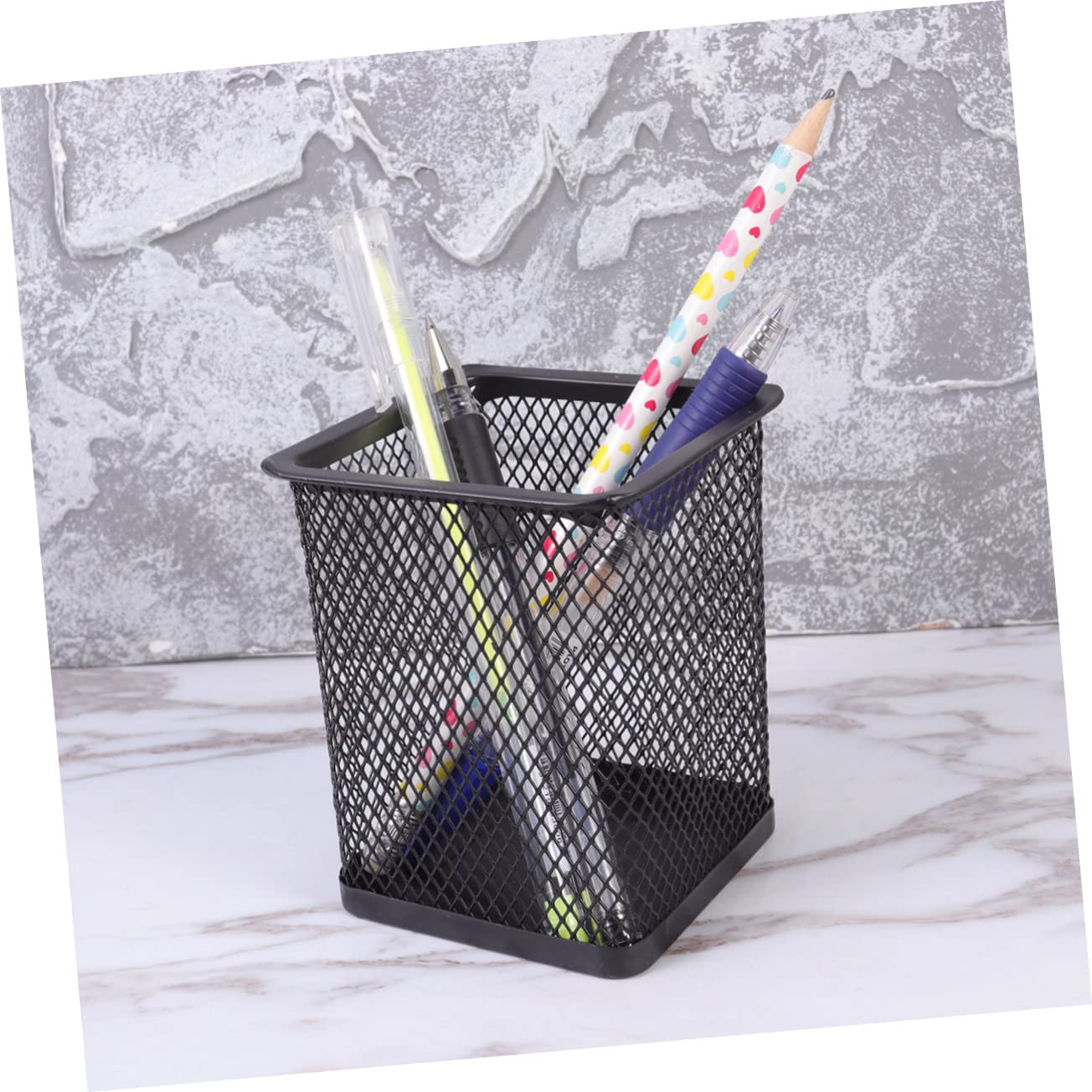 LALAFINA 6pezzi Portapenne Rete Nera Contenitore Quadrato Creativo Per Scrivania e Ufficio Organizzatore Per Penne e Utensili Design Pratico e Resistente