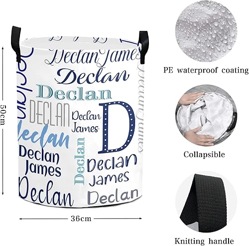 Miniatura 5 de Cesta de lavandería con nombre personalizado para sala de estar, almacenamiento de ropa personalizada con nombre para la familia, cesta de ropa
