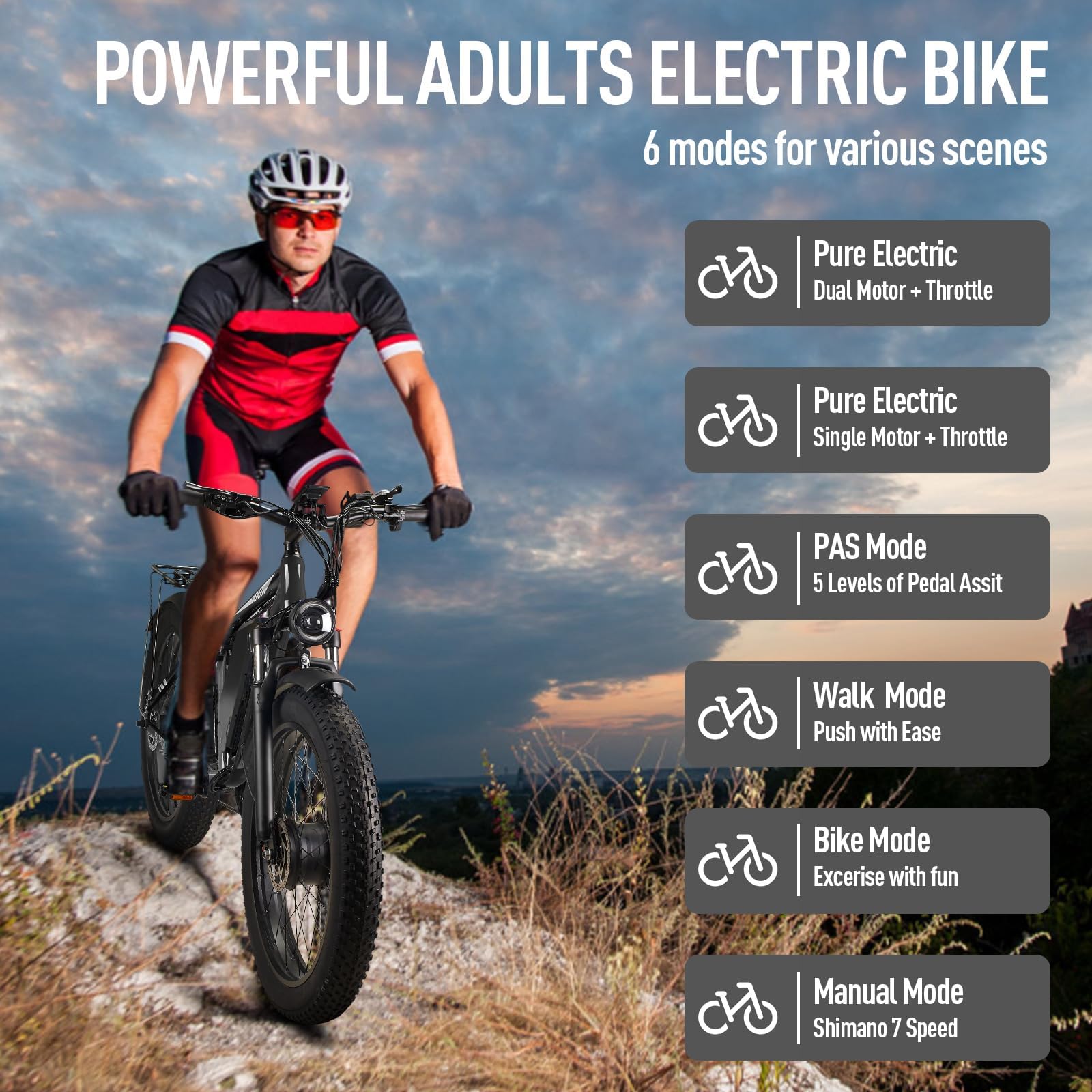 LPQVIATAS 6000W-Peak-Dual-Motor-Ebike for Adults with 52V 34Ah 1768Wh Battery, 42-46MPH Full Suspension Electric Bike, 24"*4.0" Men Adult Fat Tire Mountain Snow Sand AWD Electric Bicycle Commuter