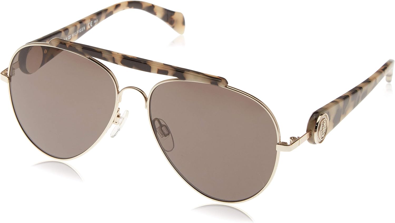 Tommy Hilfiger Sunglasses (Safilo Group) Women's Gigi Hadid Aviator Sunglasses, Gold Havana/Brown Gray, 58 mm