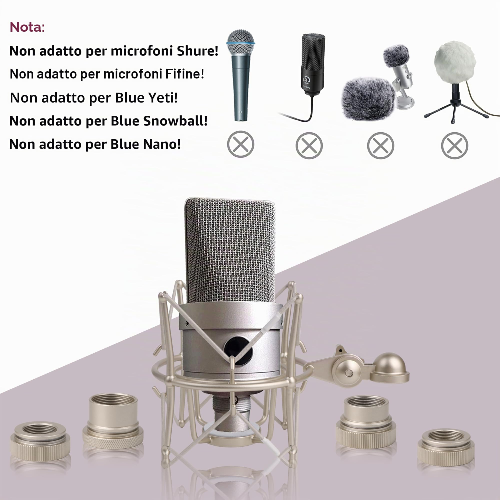 metal, misura grande, forma cilindrica, argento microfono Spider Shockmount U87 Micropone