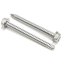 Vista 8 de Tornillos autoperforantes de cabeza hexagonal de acero inoxidable, tornillos autotaladradores, elegir tamaño y cantidad.