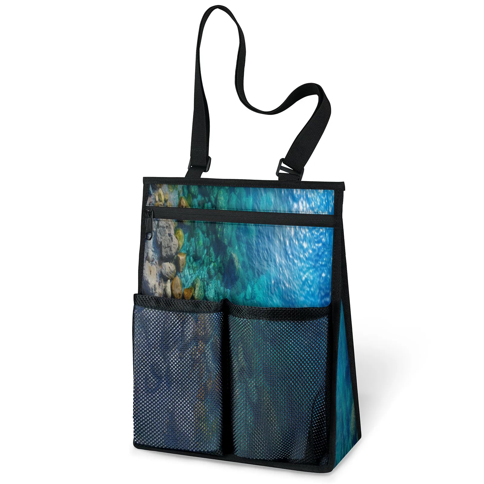 Ourtheme Ocean Sea Pattern Portable Shower Bag for Travel Gym Camp Beach Tote Shower Caddy Bags Hanging Toiletry