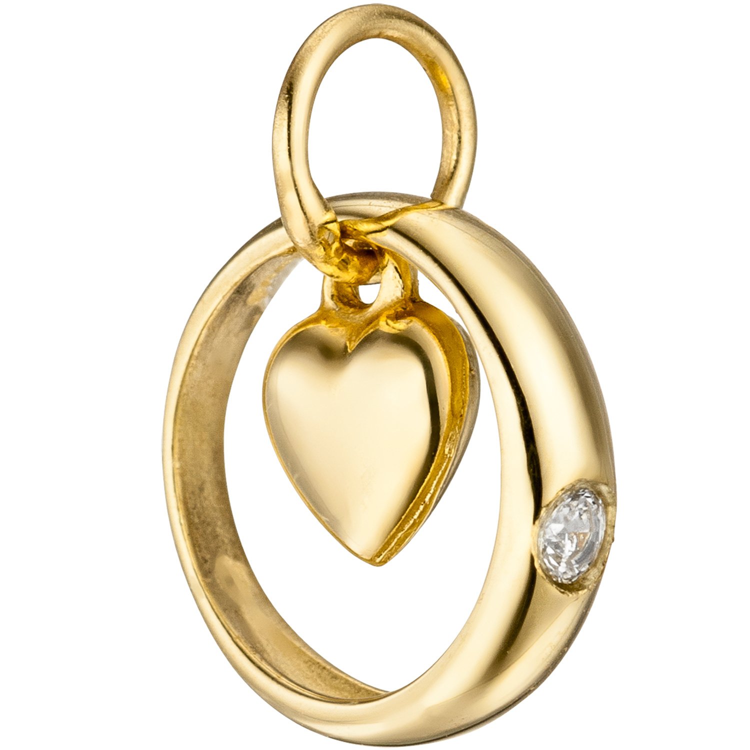 Jobo Kinder-Taufring mit Herz aus 8 Karat 333 Gold mit Zirkonia