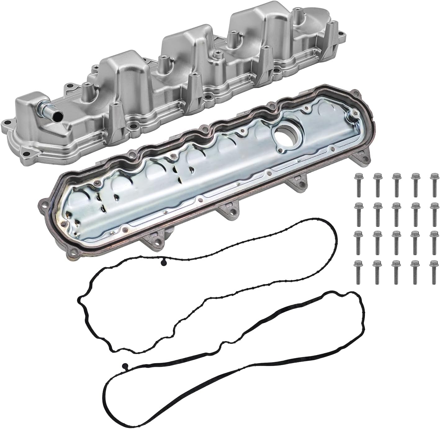 12623927 12623926 Right&Left Aluminum Engine Valve Cover Set Compatible with Chevy Silverado 1500 2014-2019, Suburban 2015-2020, fits for Gmc sierra 1500 2014-2019 5.3L 6.2L,12727455
