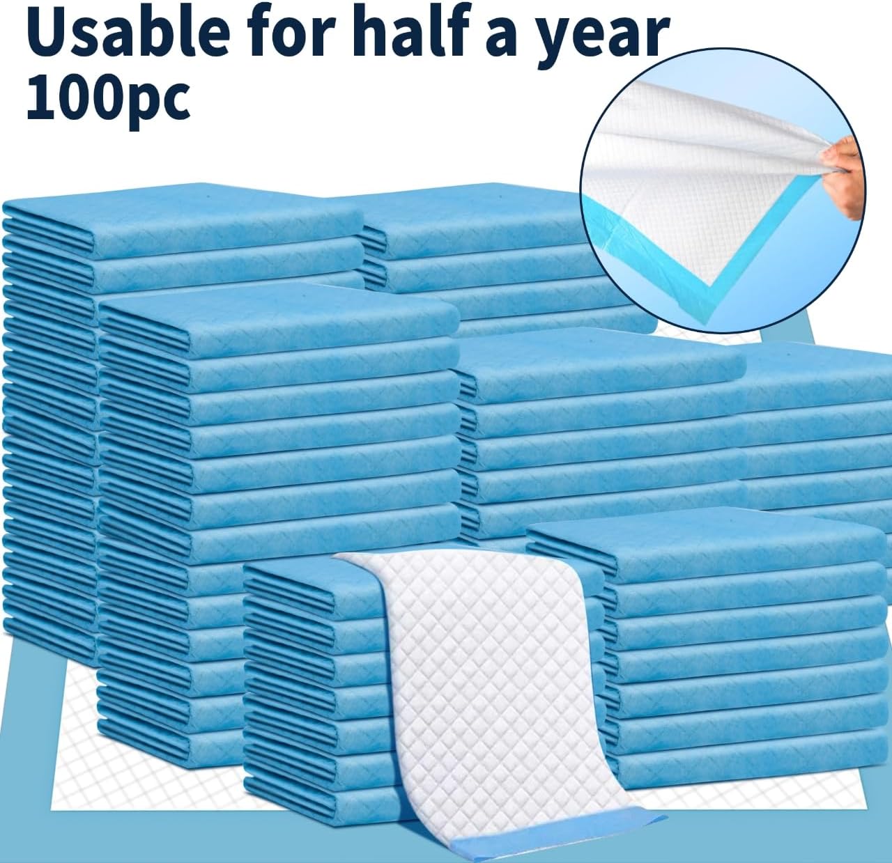 Dog Pee Pads 24"x24" 100 Count Disposable Absorbent Potty Training Pads for Puppy Dogs Pet | Pet Potty Training Supplies