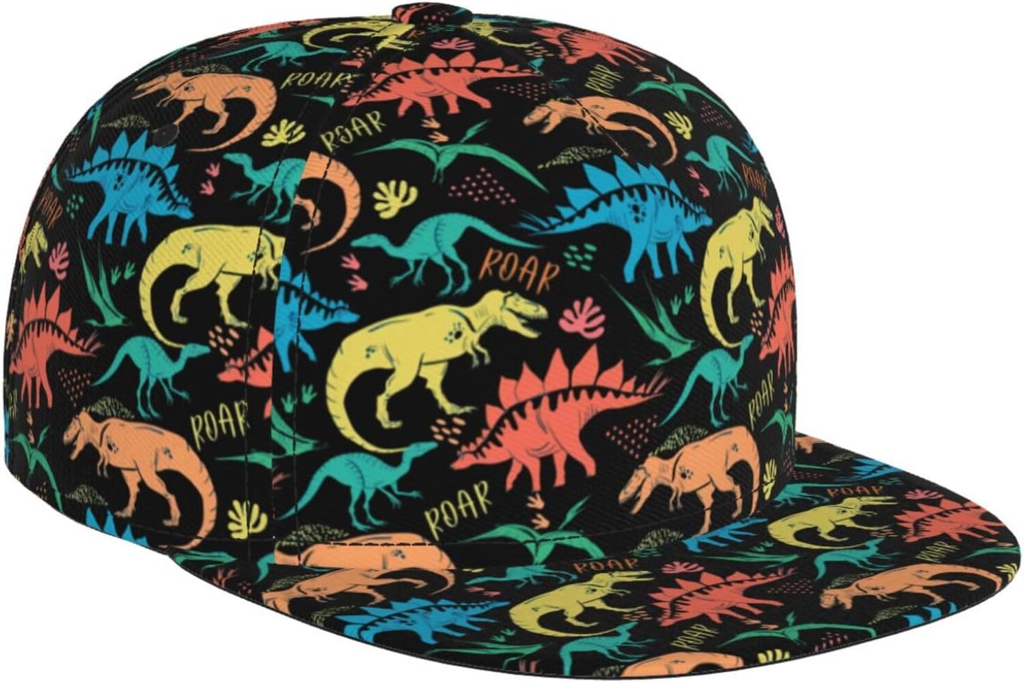 Baseball Cap for Men Women, Adjustable Flat Brim Snapback Hat, Trendy Novelty Pattern Hip Hop Style Hat