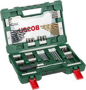 Bosch 91tlg. Titanium-Bohrer- und Bit Set V-Line (für Holz, Stein und Metall, inkl. Ratschen-Schraubendreher und Magnetstab, Zubehör Bohr- und Schraubwerkzeuge)