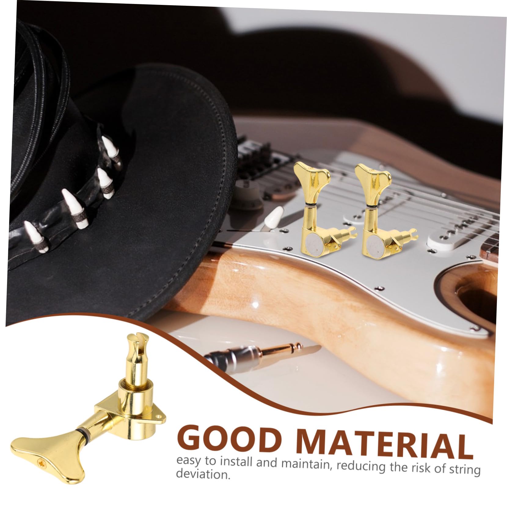 Toyvian 4 Pezzi Pioli di Accordatura per Basso Sigillati in Lega Dorata Tuning Pegs Completi per Riparazione e Upgrade di Chitarre Basso Precisione e Durata per Studio e Performance Live