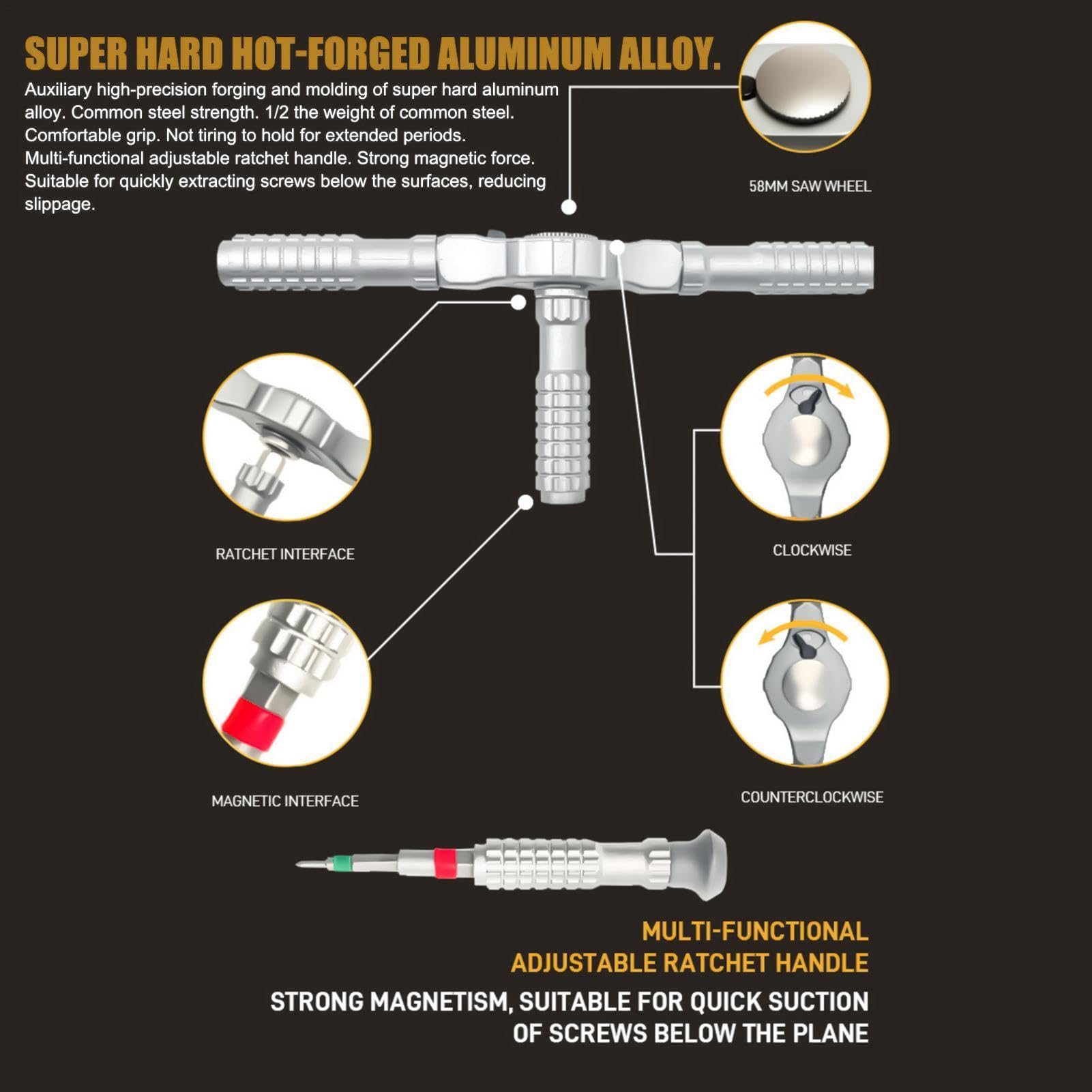Magnetyczny zestaw śrubokrętów z grzechotką Wielofunkcyjne narzędzie | Zestaw Precyzyjnych Śrubokrętów Do domu, warsztatu, elektroniki, komputera, zegarka, samochodu, elektryka