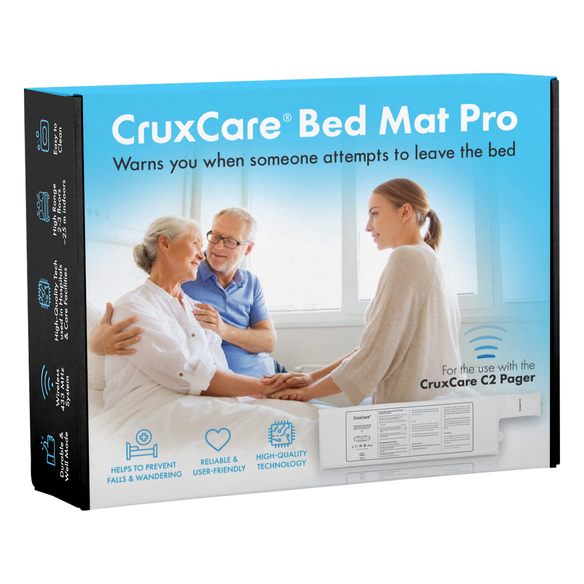 C2 Sensor de Presion Cama para Personas Mayores y con Demencia - Ayuda a Prevenir la Deambulación - Para Usar en Combinación con el Localizador CruxCare C2.