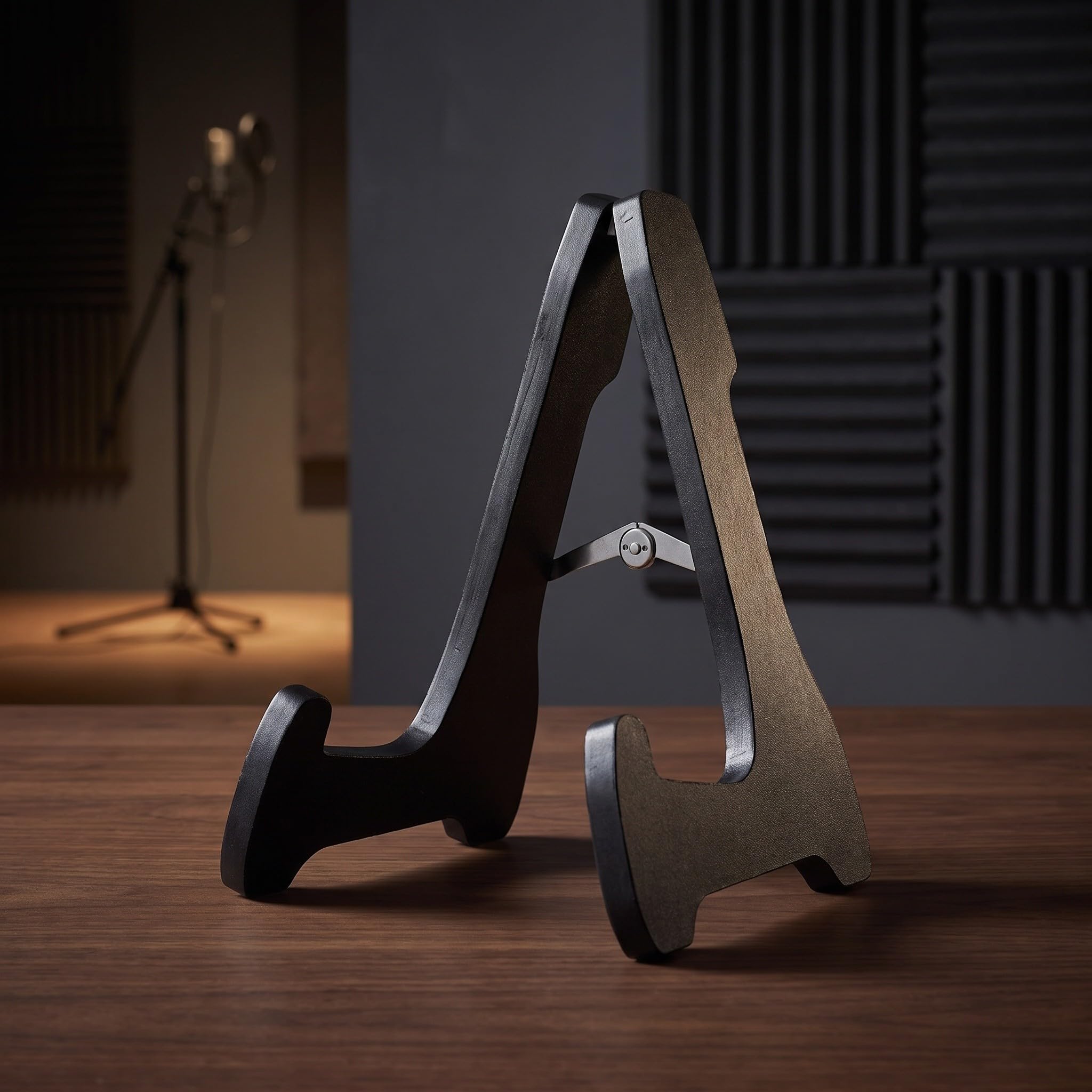 OUNONA Soporte para guitarra acústica, soporte plegable de madera con estructura en forma de A, color negro.