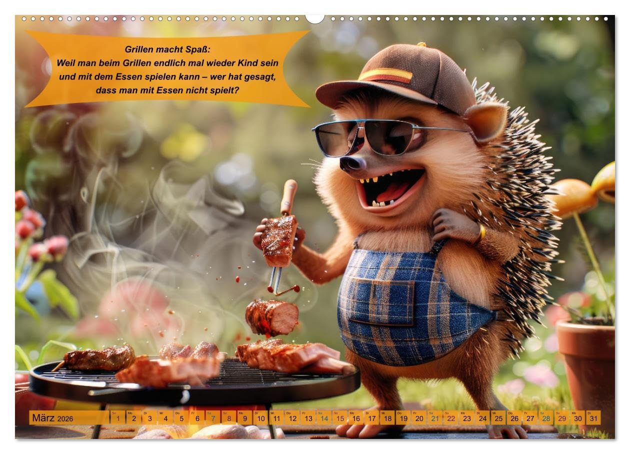 Tierisch lustige Grillmeister (Wandkalender 2026 DIN A2 quer), CALVENDO Monatskalender: Ein Muss für alle Grillmeister, die den Tag mit einem Lächeln beginnen wollen