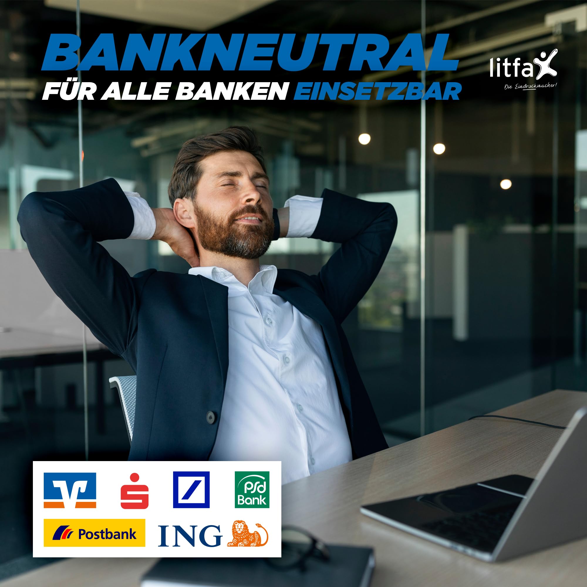 Litfax SEPA Überweisungsträger mit personalisiertem Überweisungsvordruck, 300 Stück - DIN A6, 2-fach mit Durchschlag, Leicht zu trennen, selbstdurchschreibend - Bankneutral in Deutschland