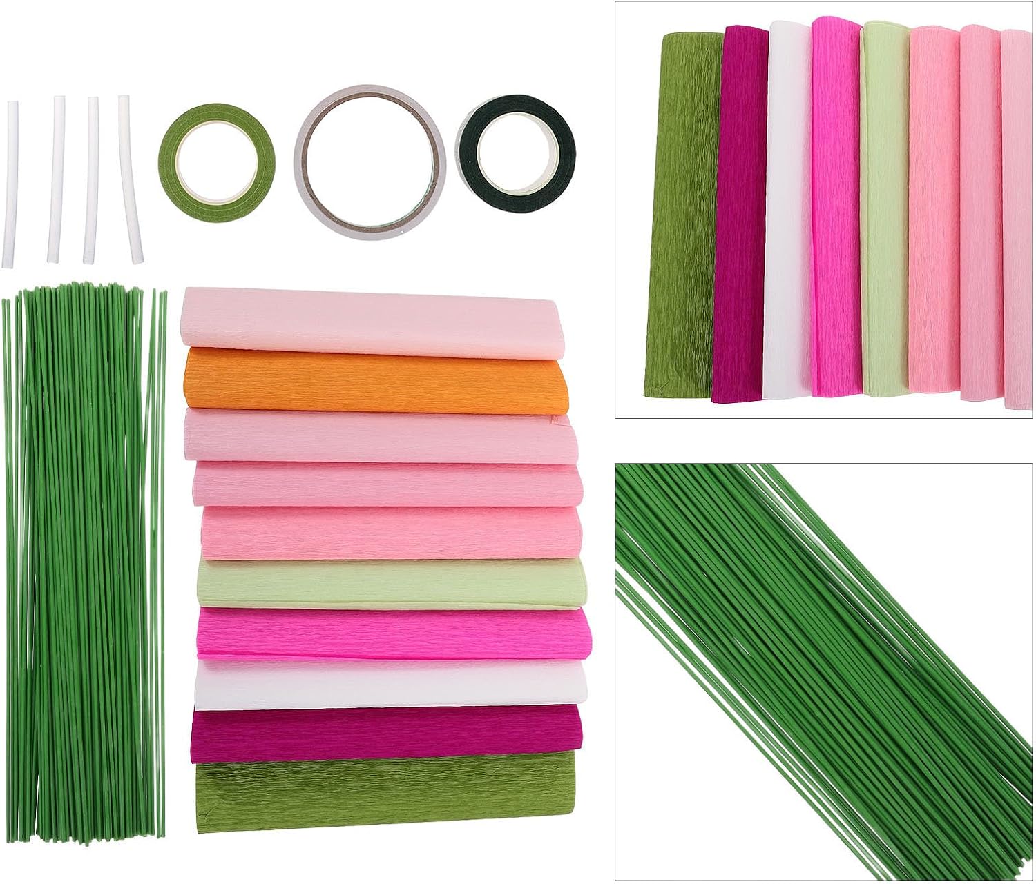 Crepe Paper with Precut Sheets Flower Making Kit for DIY Crafting