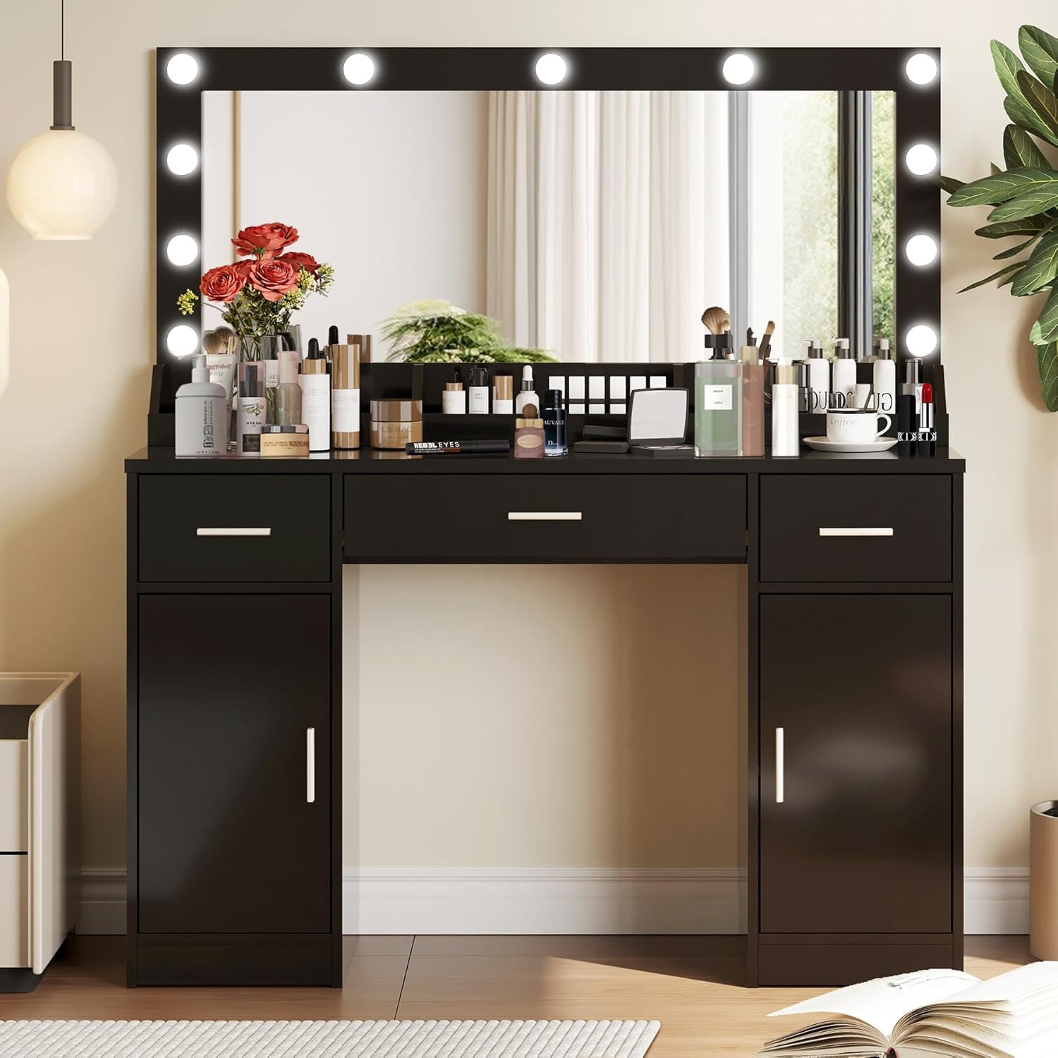 Ozone Furniture Engineering Wood Make up Table with Full Mirror Base Design Your Bedroom with This Beautiful Tabl-image-40