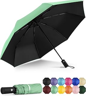 Windproof Travel Umbrella - Automatic Umbrellas for Rain, Compact Folding Umbrella with UV Protection, Lightweight Portable Design for Backpack/Walking/Car, Sun & Storm Ready