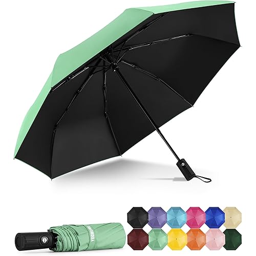Yoobure Windproof Travel Umbrella - Automatic Umbrellas for Rain, Compact Folding Umbrella with UV Protection, Lightweight Portable Design for Backpack/Walking/Car, Sun & Storm Ready
