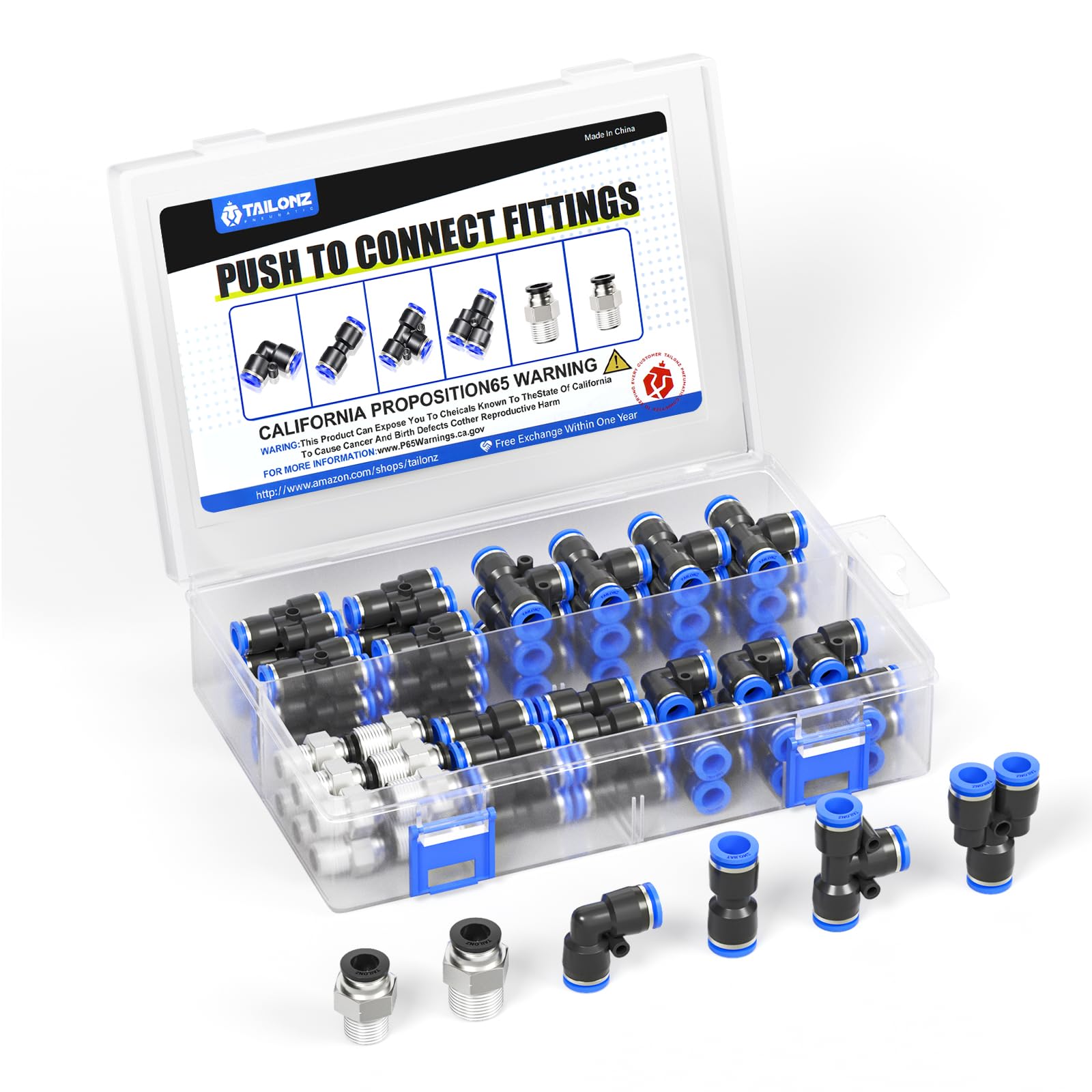 Raccords pneumatiques 6,35 mm TAILONZ lot de 60 pièces