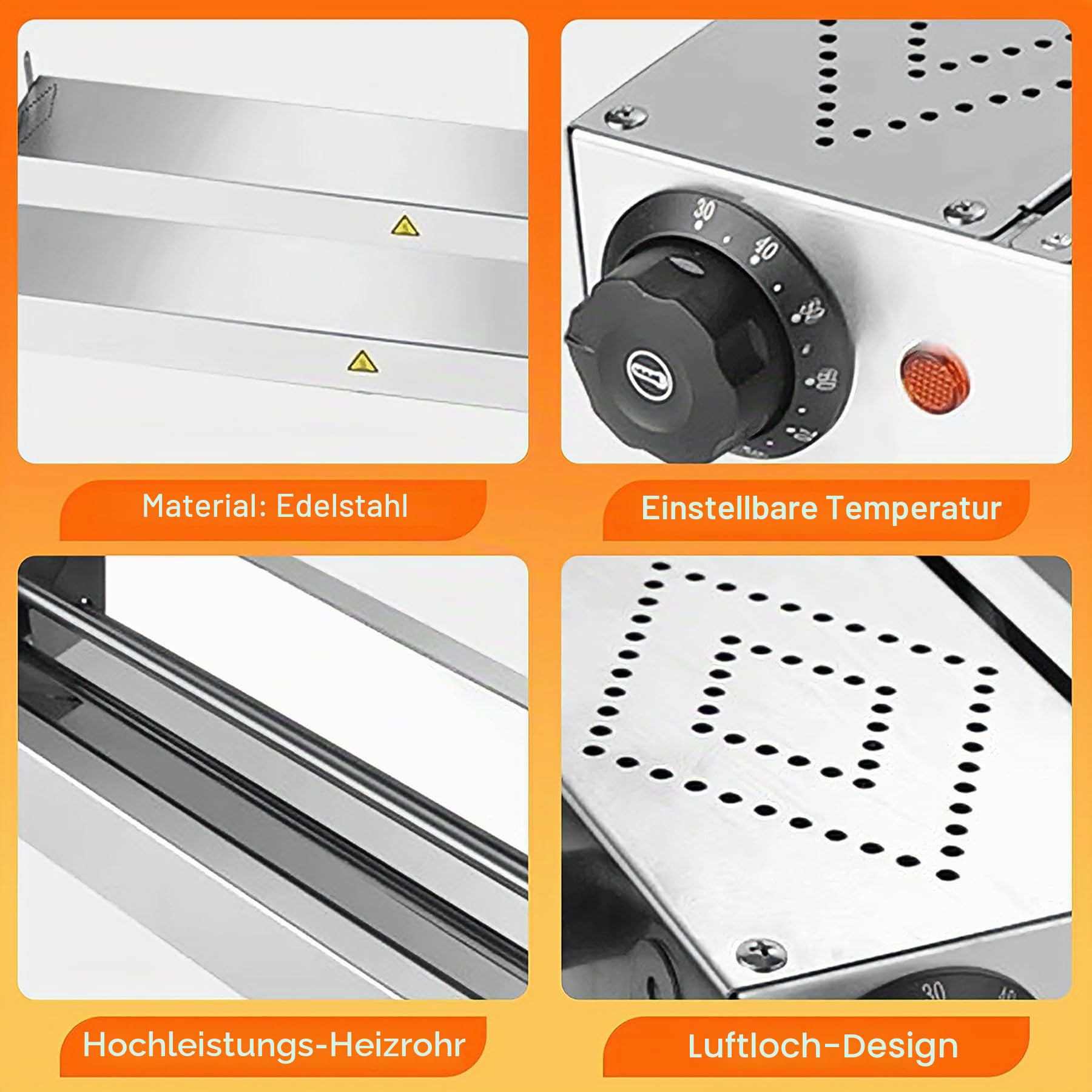 Wärmebrücke Küche Gastro, Edelstahl Hängende Speisenwärmer Lampe | Kommerzielle Infrarot Wärmelampe Essen für Buffet und Küche, Einstellbare Temperatur 30-85℃