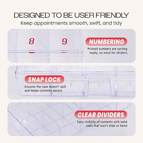 Miniatura 4 de Beauticom Caja organizadora de 10 puntas de arte de uñas vacías de Estados Unidos, color transparente, para puntas de uñas postizas, vitaminas,