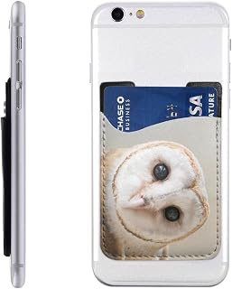 Funny Owl Print Leather Mobile Phone Card Package Card Case Cell Phone Card Pocket Compatible with Most Smartphones