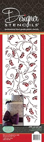 Miniatura 2 de Designer Stencils Plantilla de pastel de hoja de roble lateral (4 pulgadas), beige/semitransparente