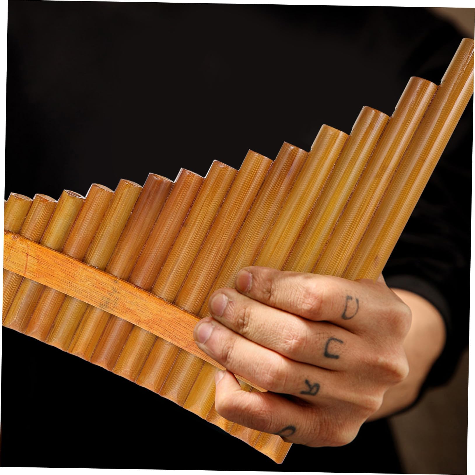 NOLITOY Rohr Panflöte Links Holzfarbe Traditionelles Musikinstrument für Anfänger und Schüler Präzise Tonlöcher Robust und Lehrreich für Musikförderung