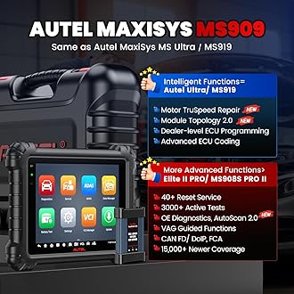 2026 Autel MaxiSYS MS909 Top Intelligent Scanner, Same as MSUltra MS919 with OE J2534 Functions, Motor TruSpeed, Topology 2.0, Up of Elite 2 Pro, 40+ Service, 3000+ Tests, OE Diagnostics CAN FD DOIP