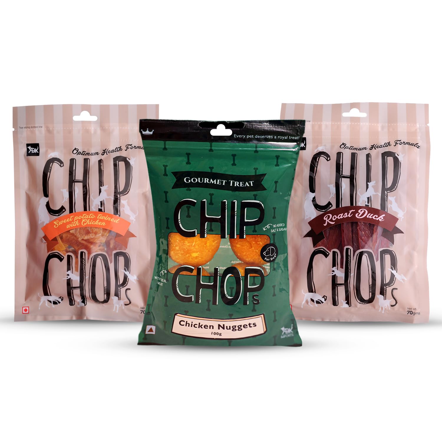 Happy Dog Treats: 1 Pack of Chip Chops Sweet Potato Twined with Chicken and Chip Chops Roast Duck, 70 GMS Each and 1 Pack of Chicken Nuggets, 100 GMS for Training Rewards and Snacking (B0C822MPZB) Amazon Price History, Amazon Price Tracker