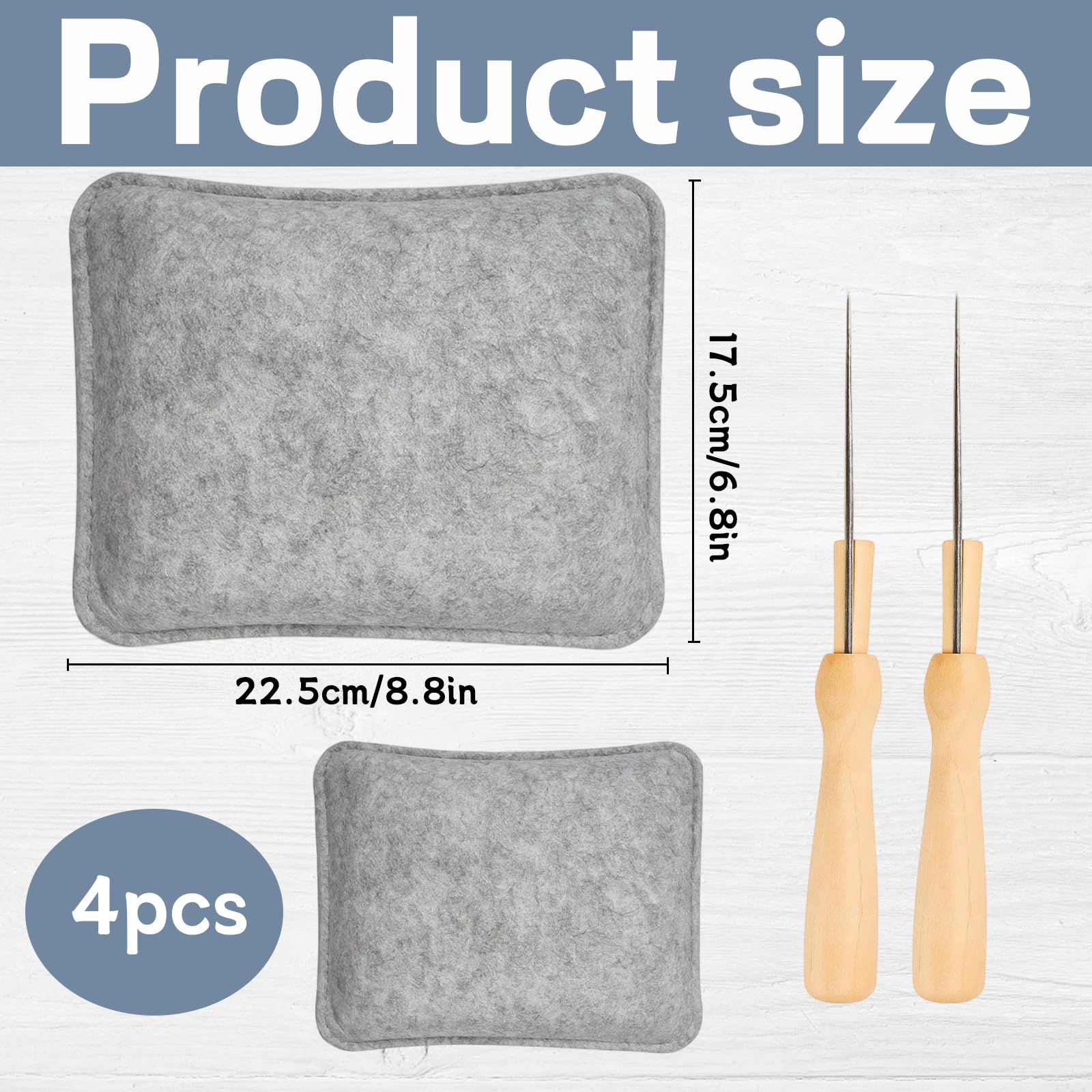 Needle Felting Kit, 2 Felting Pads and 2 Wooden Handle Felting Needles - Image 2