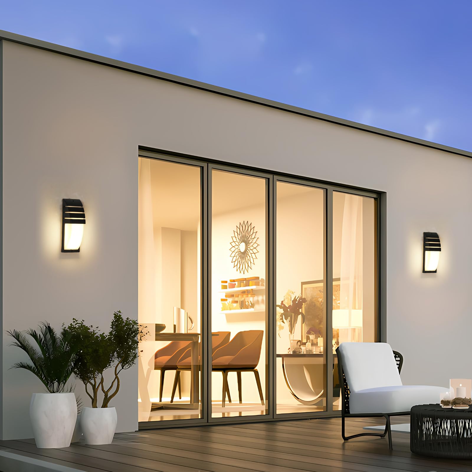 Goeco Applique da Parete Esterno Interno, 12W Impermeabile IP65 Lampada da Parete LED Esterno Applique da Bagno, Luce calda 3000K Luci da Parete per Corridoio Scale Cortile, Patio Garage, Nero