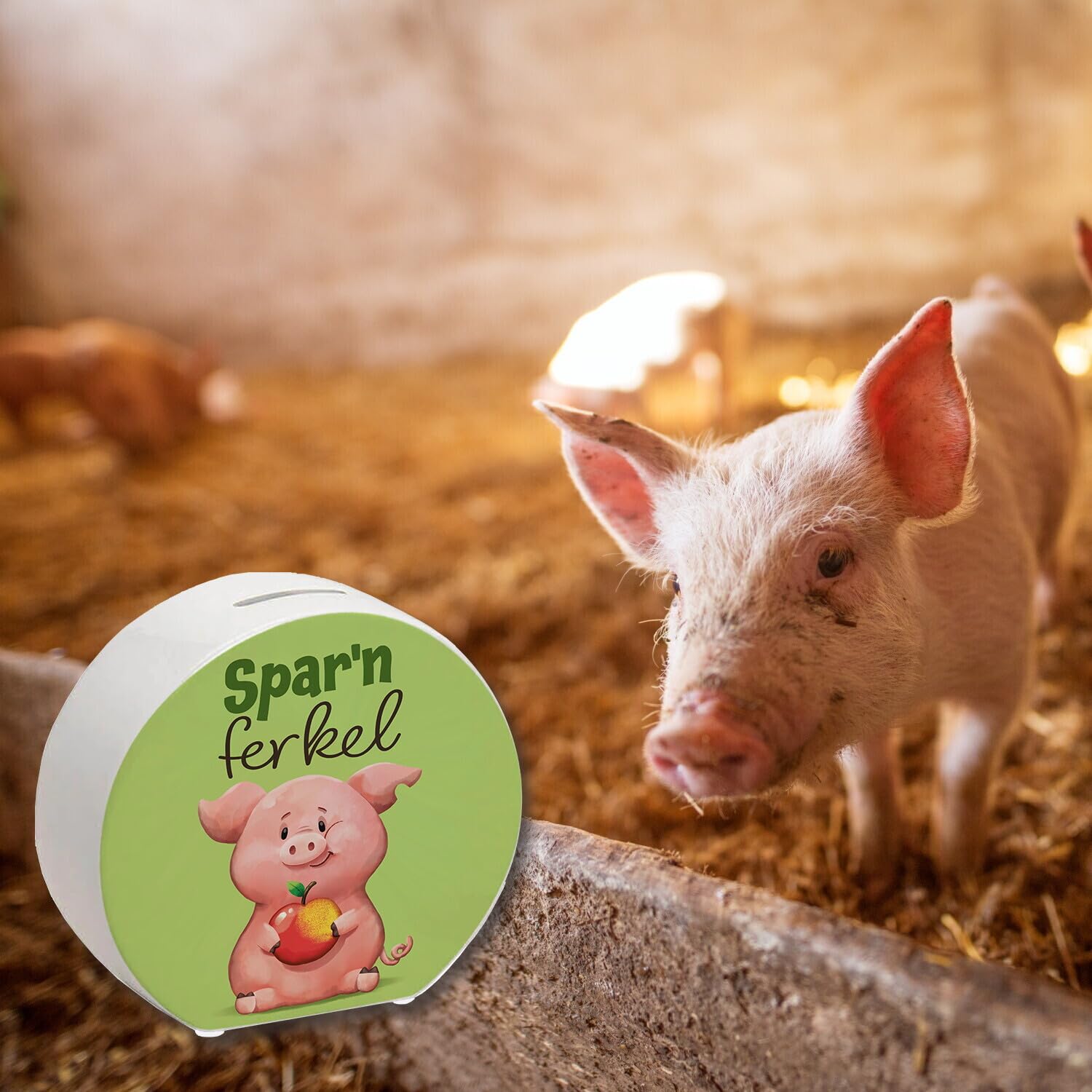 Holz-Spardose „Dorfkind Und Stolz Darauf“ – Mit Traktor, Kuh & Huhn Motiv – Sparbüchse Für Kleine Träume